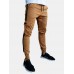 Mens Solid Color Side Patchwork Casual Pants With Pocket