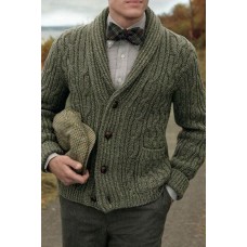 Men's Single Breasted Twisted Cardigan Sweater